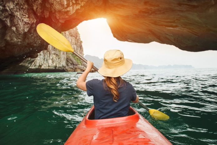 Kayack in Halong Bay, Vietnam